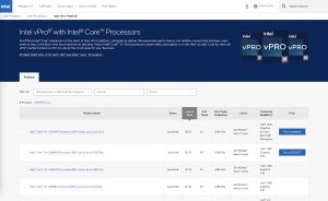 Intel vPro CPU列表